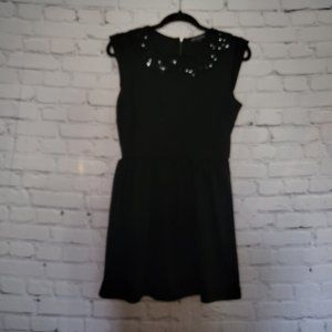 Be Bop, Size: L (Juniors), Black Sleeveless Dress with Sequined Peter Pan Collar